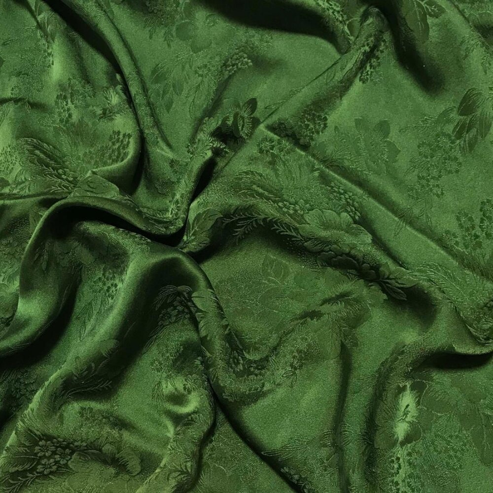 Green Silk Jacquard Fabric 2 yards